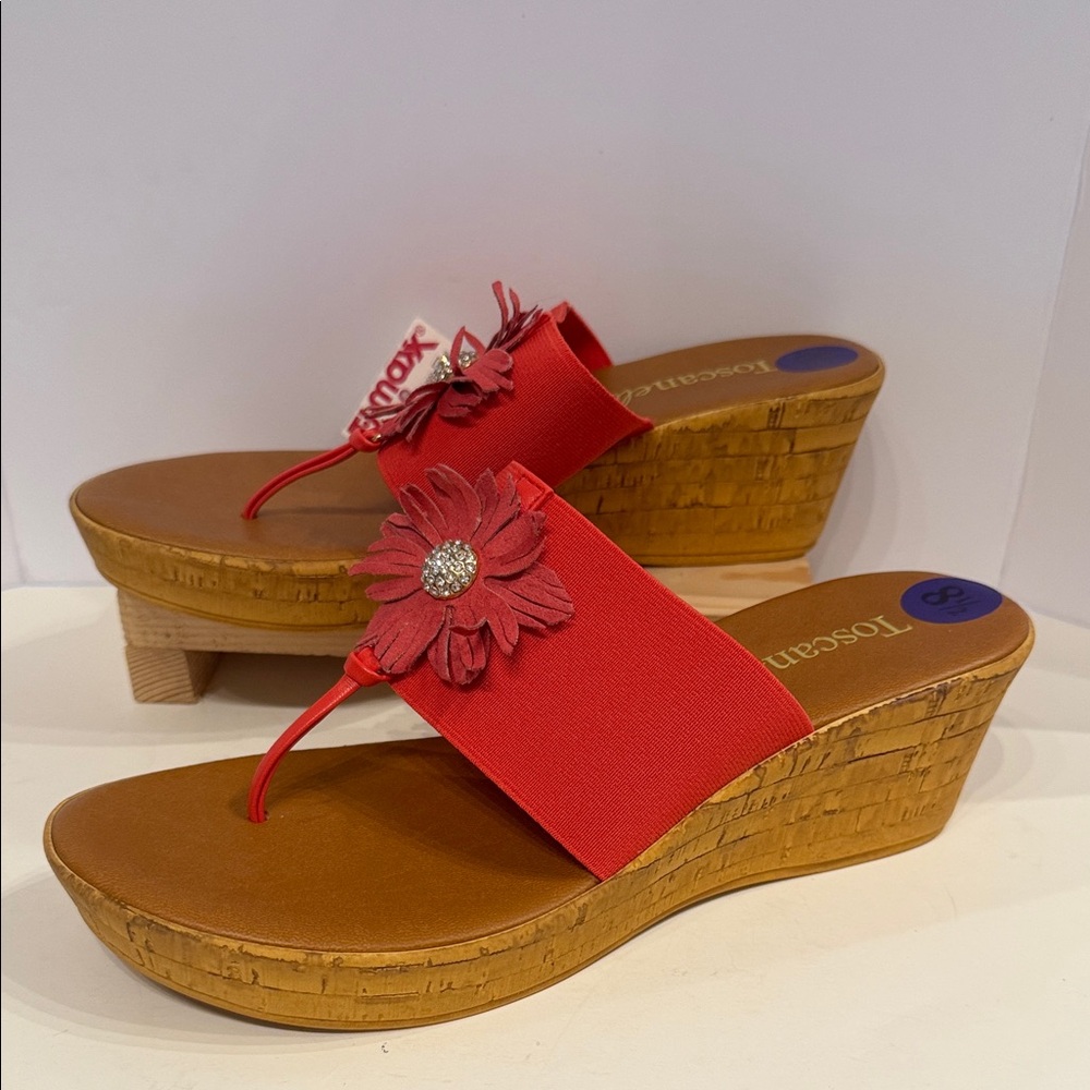 Toscanella red Floral Women's Sandals  NWT-FINAL PRICE!